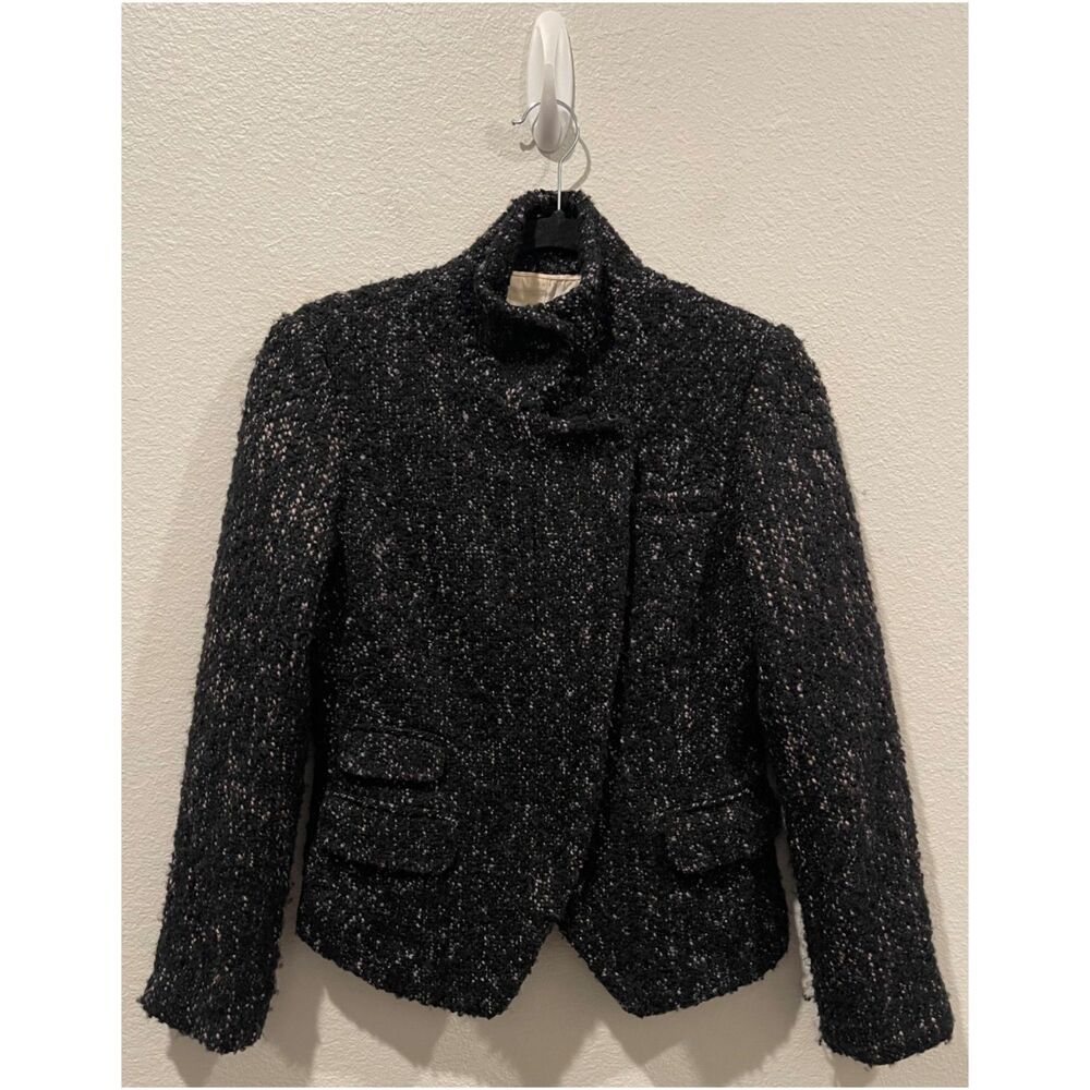 BANANA REPUBLIC Wool Blend Tweed Moto Style Sweater Blazer
